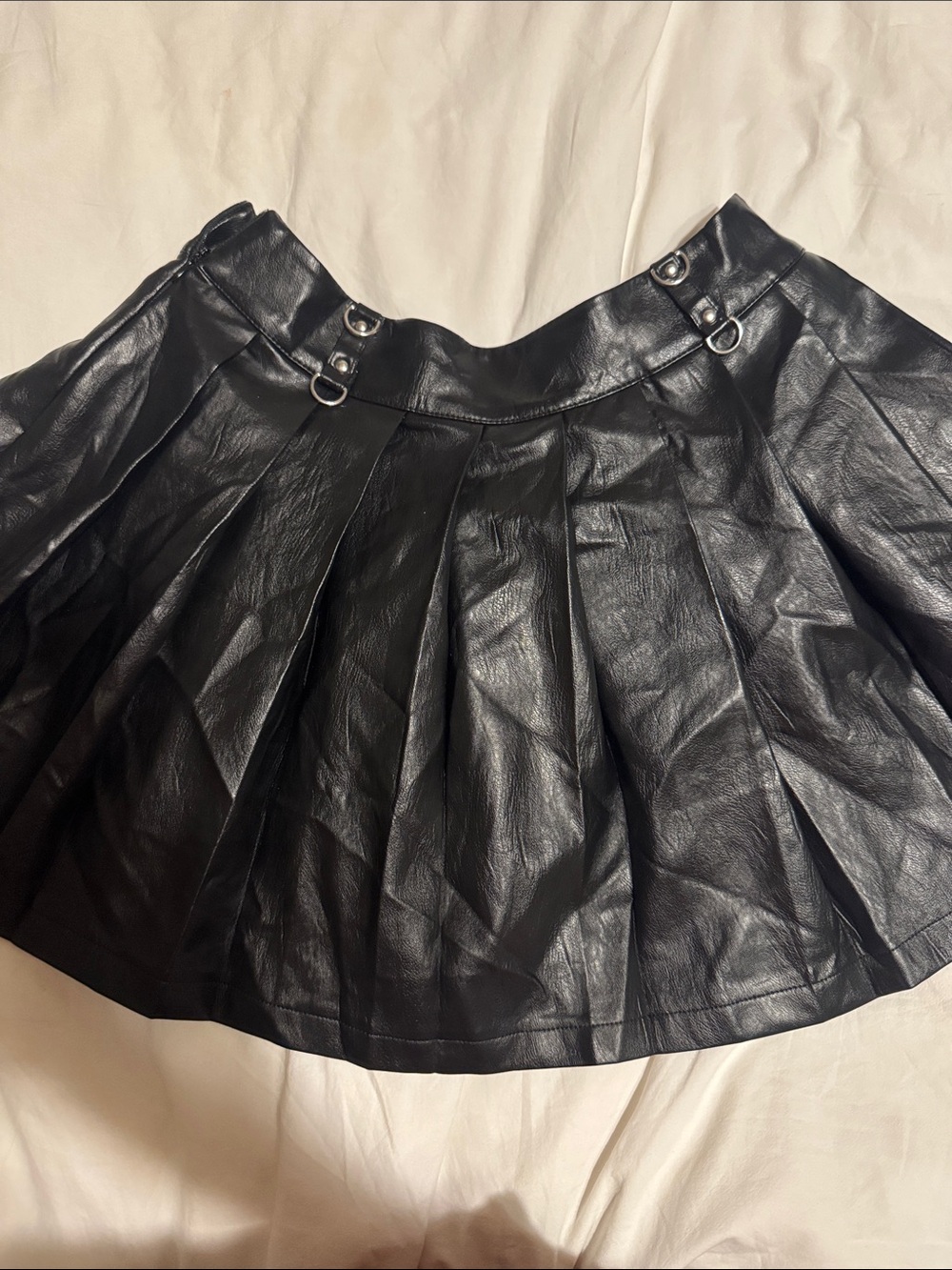 Forever21 Black Faux Leather Pleated Mini Skirt
